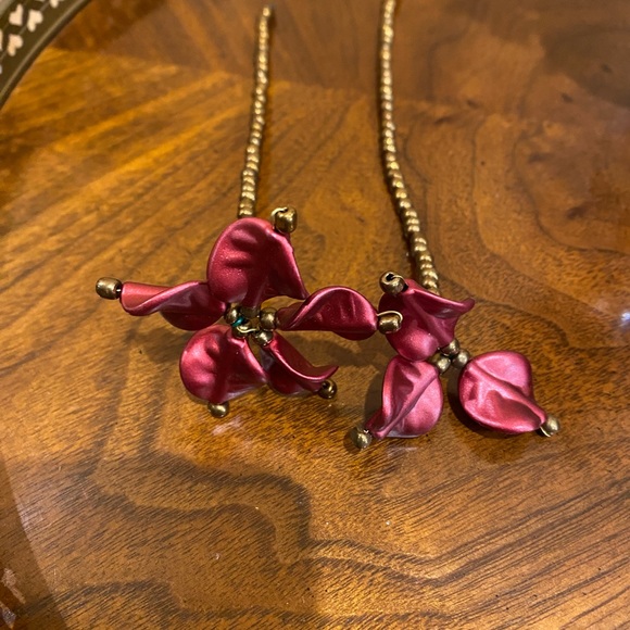 Christmas decor New Handmade beaded burgundy color flowers stems Christmas decor - Picture 4 of 5